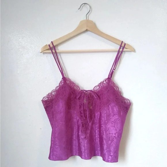 Victoria Secret Gold Label Magenta Brocade Camisole 1990s Medium/M - Picture 1 of 5